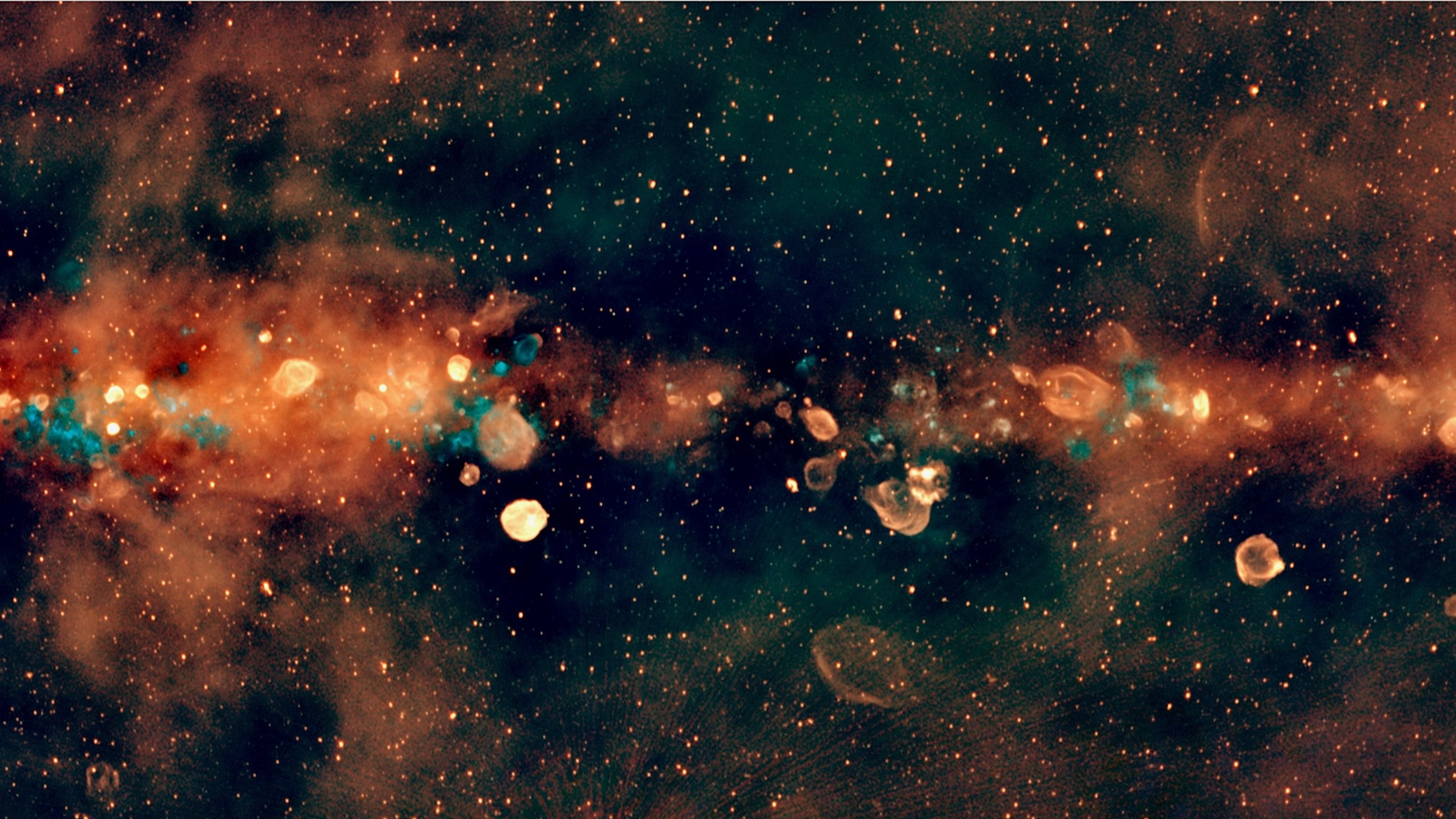 Portion of the GLEAM/GLEAM-X view of the Milky Way galaxy. 